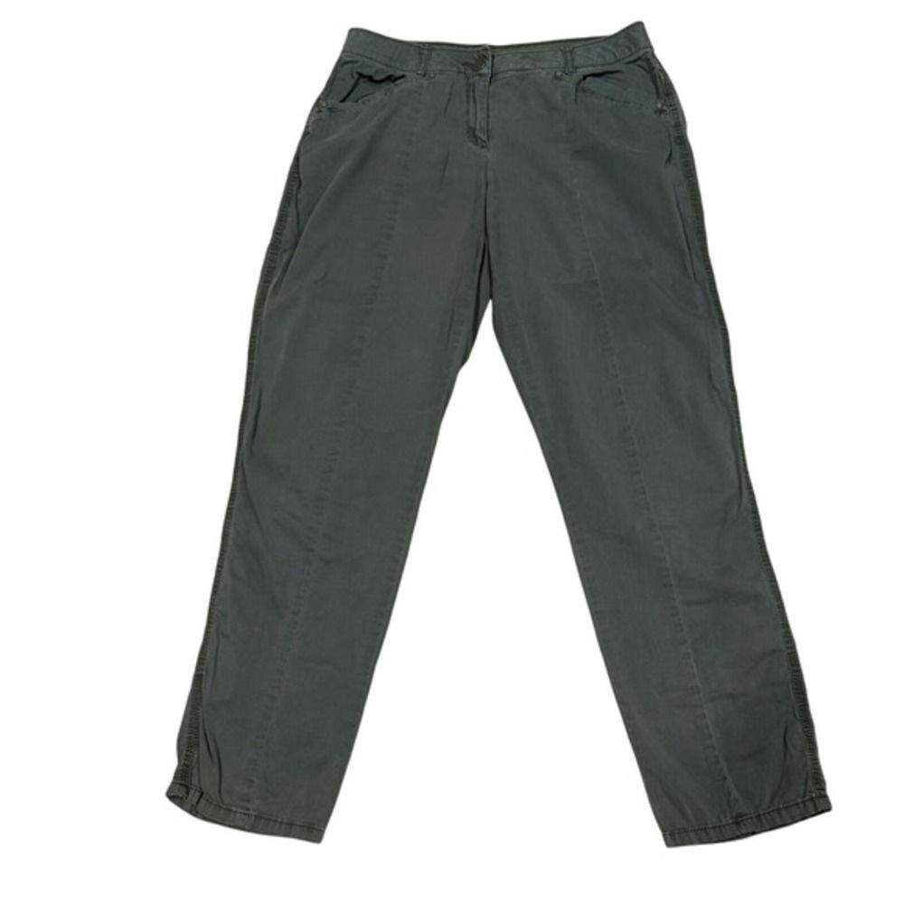Chicos Straight Leg Utility Pants Size 00 XS Olive Green Casual Zipper Pockets